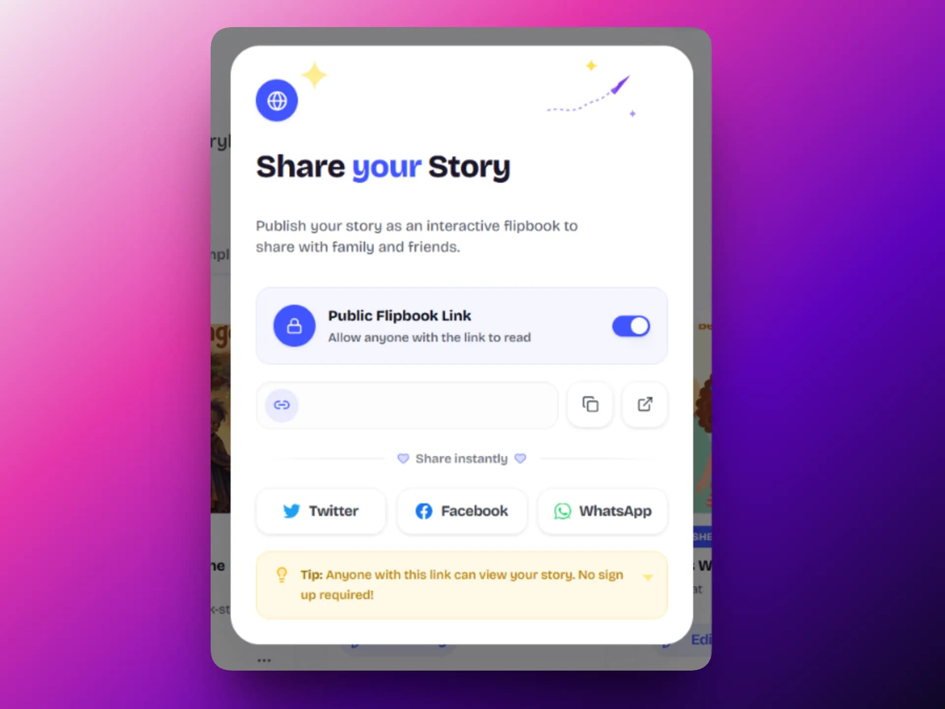 Shared storybook page preview