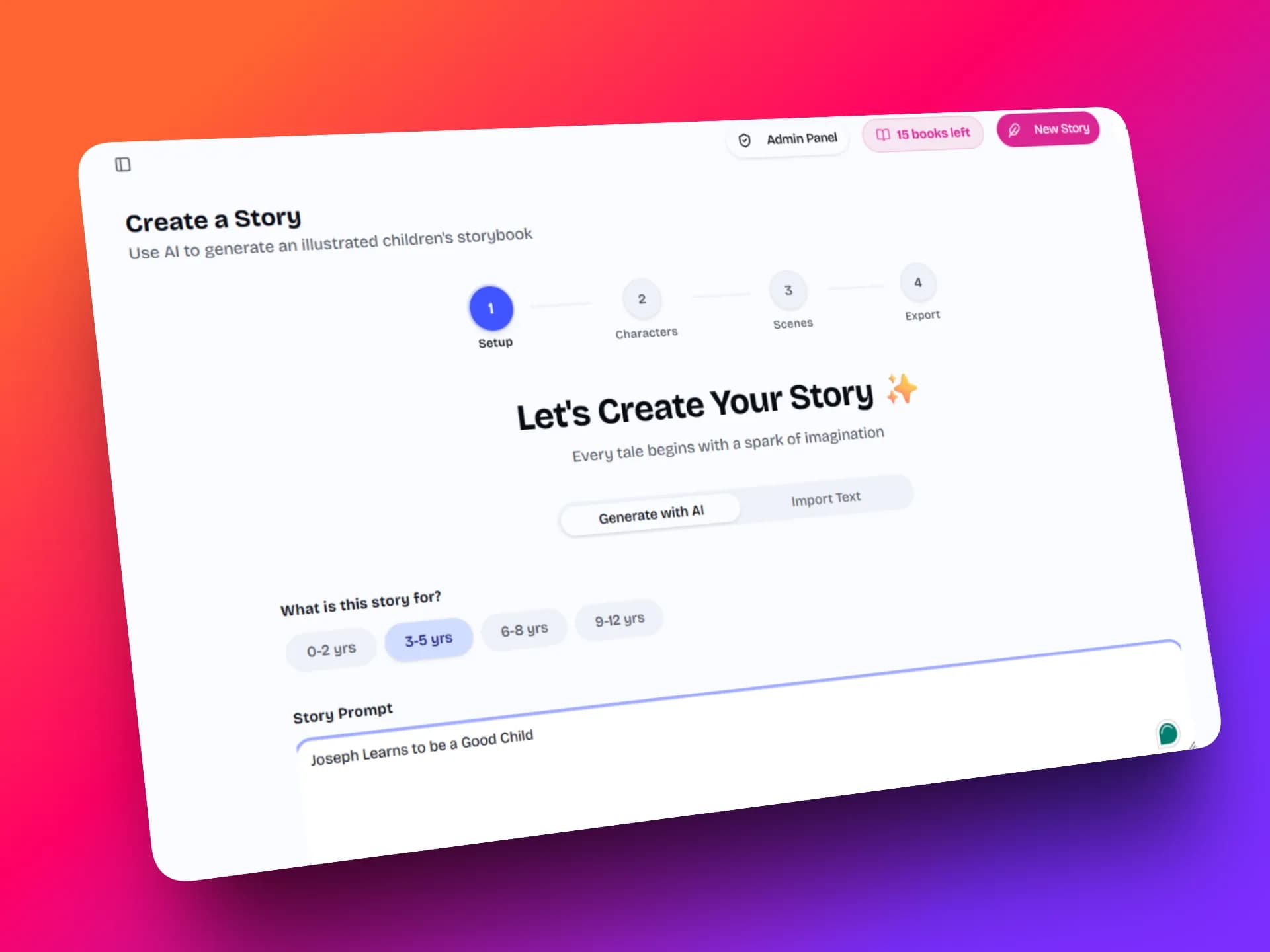 AI story generation demo